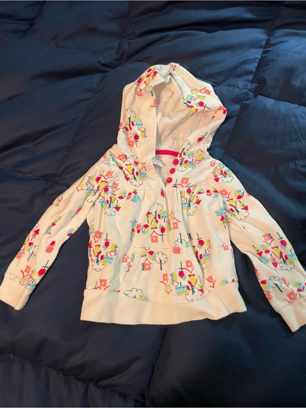 Circo Cream Hooded Jacket with Colorful Birdhouse Print